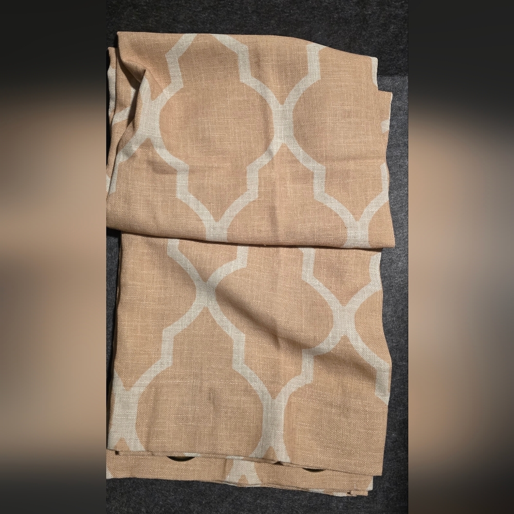 Beige Patterned Curtain - Picture 2 of 4